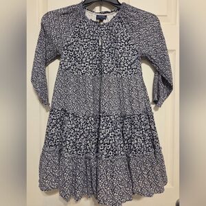 Polo Ralph Lauren Blue And Cream Floral Girl's Cotton Blend Dress. Size 10
